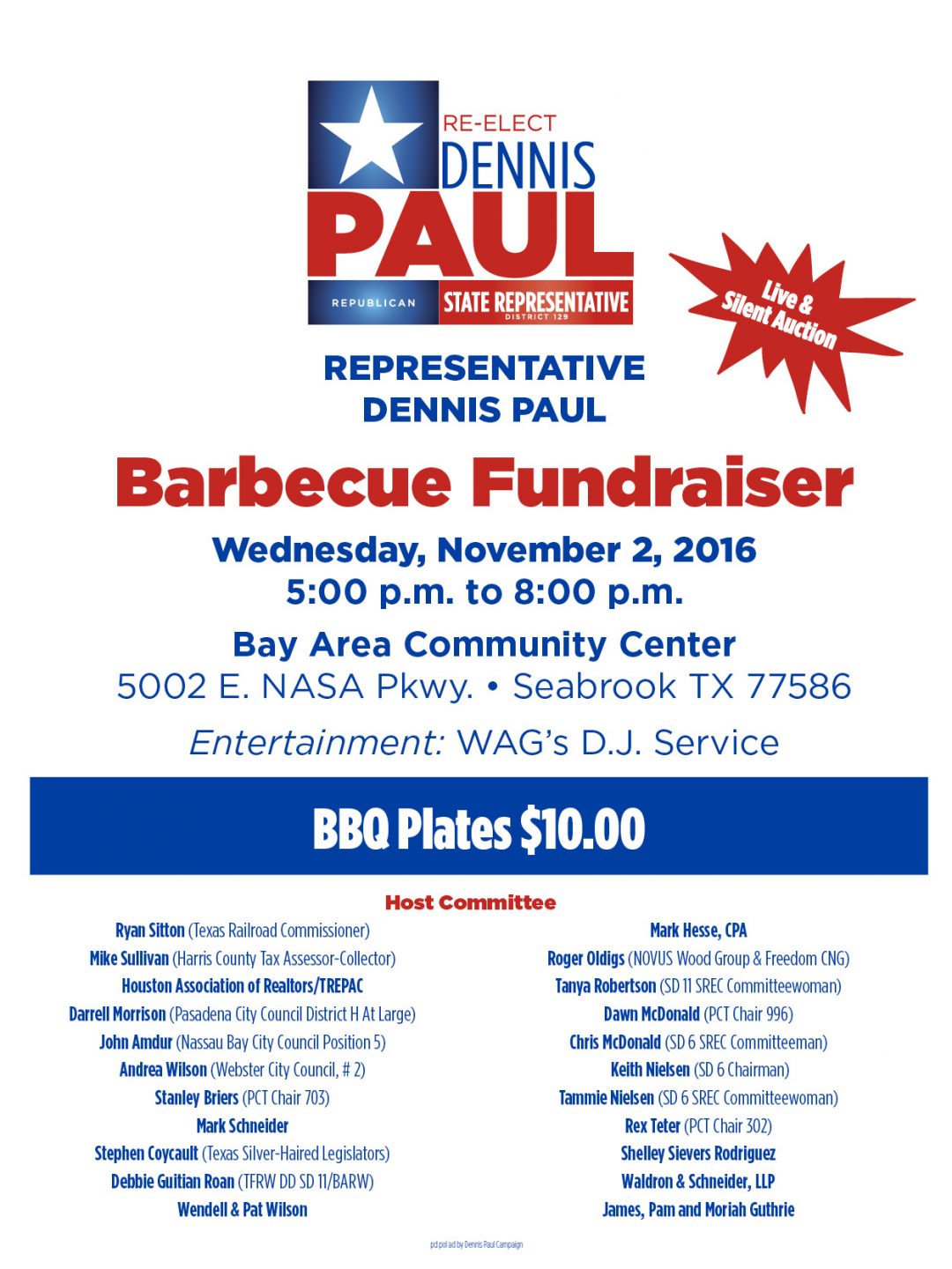 Join Us for Representative Paul’s BBQ Fundraiser – Wednesday, November ...